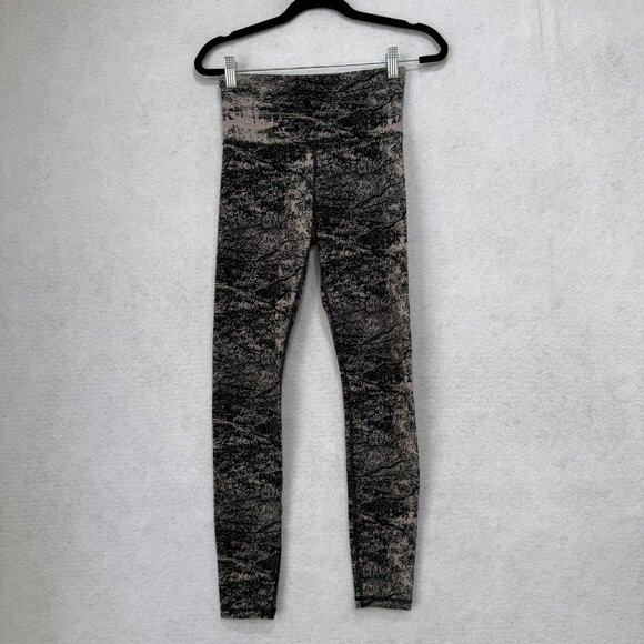 Athleta Leggings Womens Small Black Beige High Rise Abstract Print Yoga Athletic - Picture 1 of 9